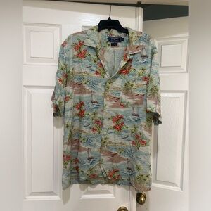RARE Polo Ralph Lauren sport sailing floral‎ boat Hawaiian Men XL  Camp Shirt